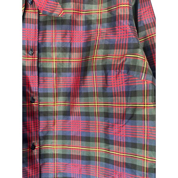NWT Ralph Lauren Silk Georgette Harvest Plaid Button Down Blouse Size Large - Picture 2 of 13